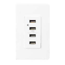 Cổng USB trắng, ổ cắm điện USB 4 cổng USB với 2 tấm tường