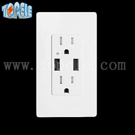 Cổng USB trắng, ổ cắm điện USB 4 cổng USB với 2 tấm tường