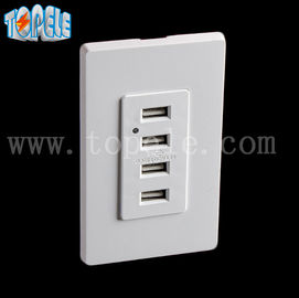 Cổng USB trắng, ổ cắm điện USB 4 cổng USB với 2 tấm tường